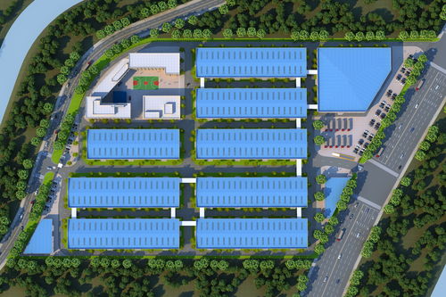 食品厂厂区厂房综合规划总图鸟瞰图设计
